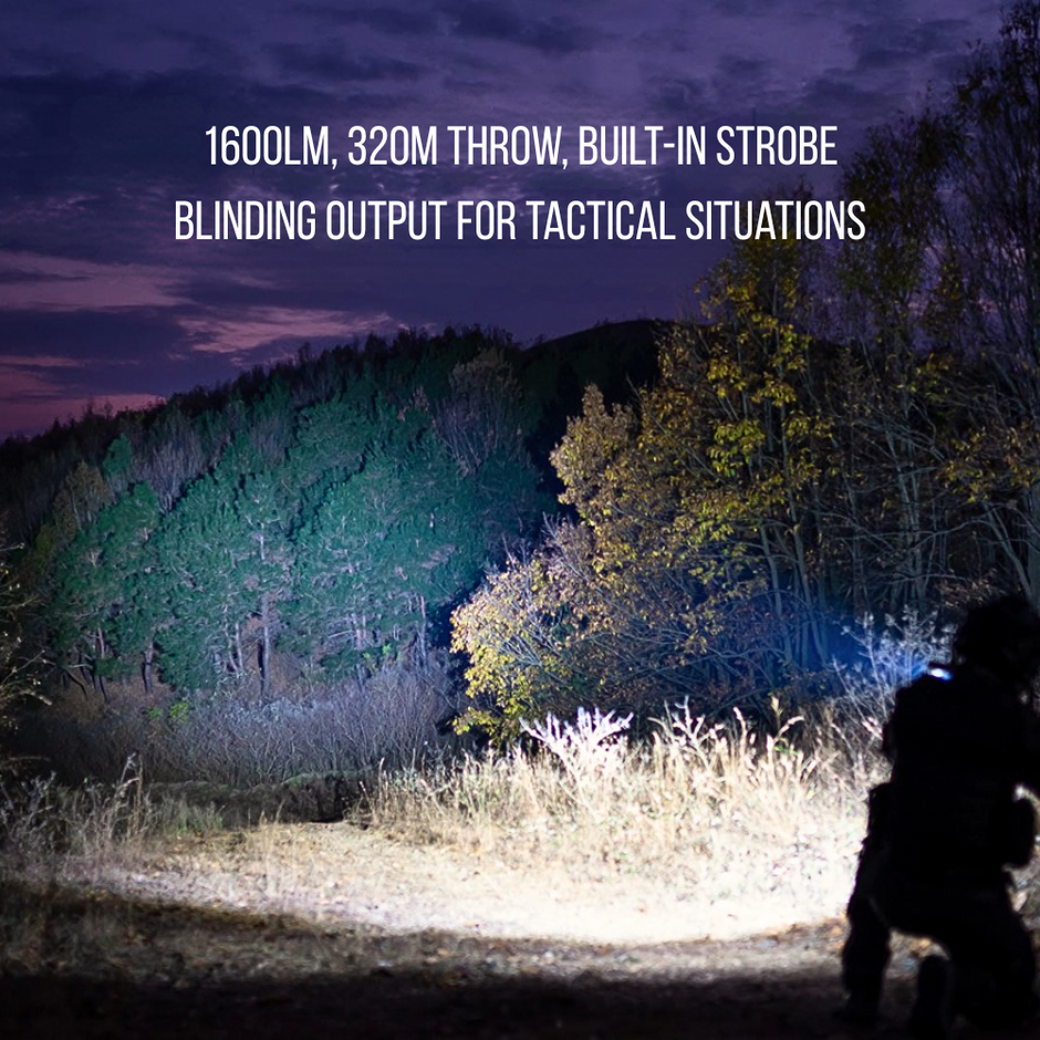 AGC 1600 Lumens Triangle Grip Tactical Flashlight with Green Laser