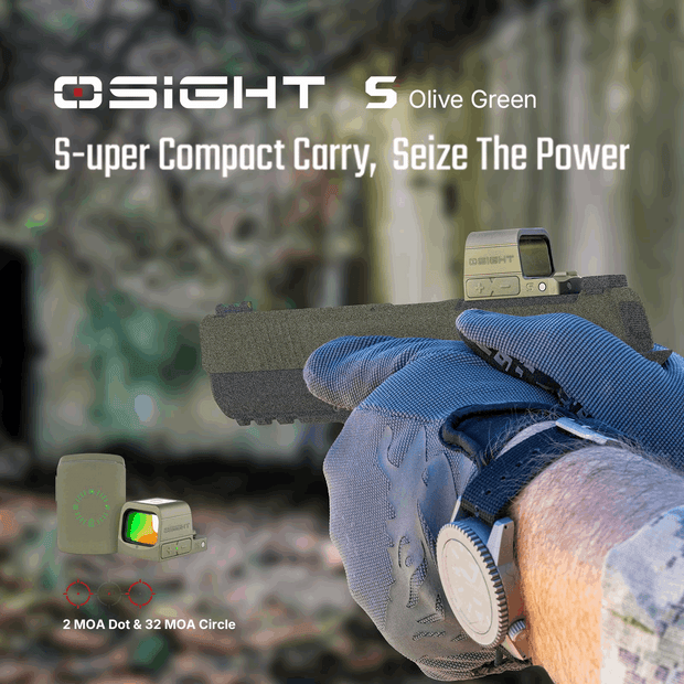 Osight S Olive Green Enclosed Red Dot 2 MOA Dot & 32 MOA Circle OAL™ Housing