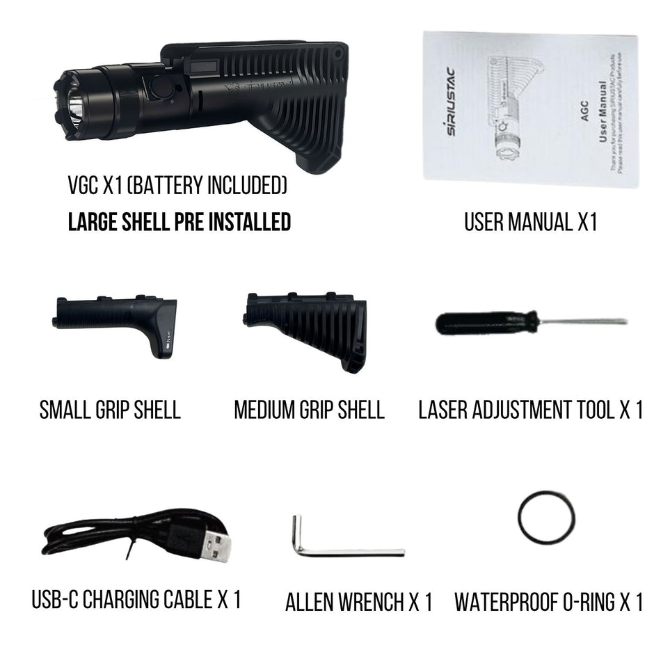 AGC 1600 Lumens Triangle Grip Tactical Flashlight with Green Laser