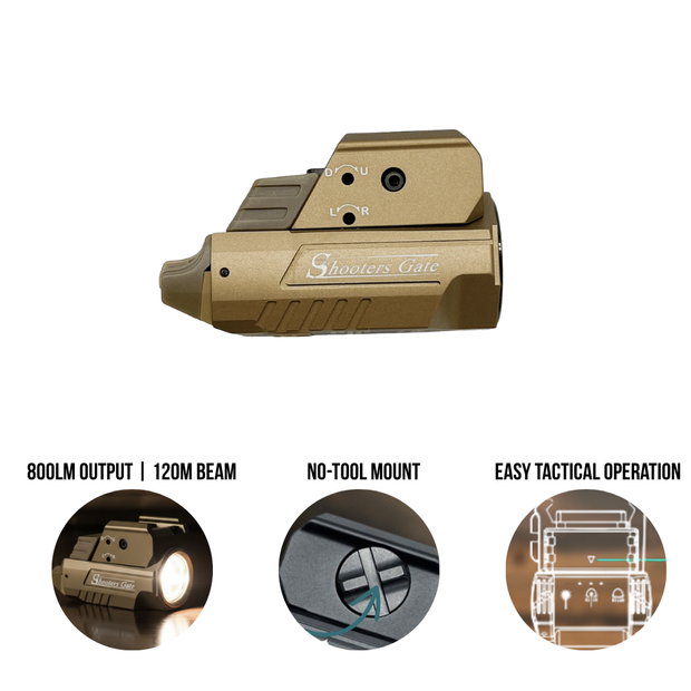 ShootersGate HMGL 800lm Rechargeable Green Laser Light with Strobe