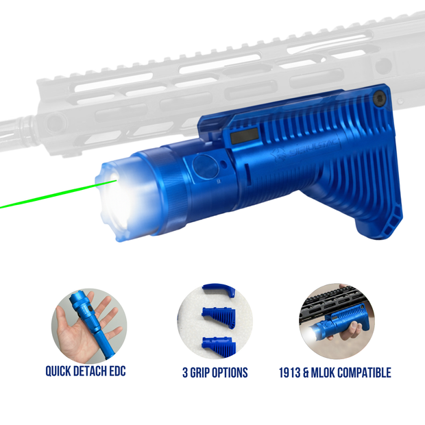 AGC 1600 Lumens Triangle Grip Tactical Flashlight with Green Laser