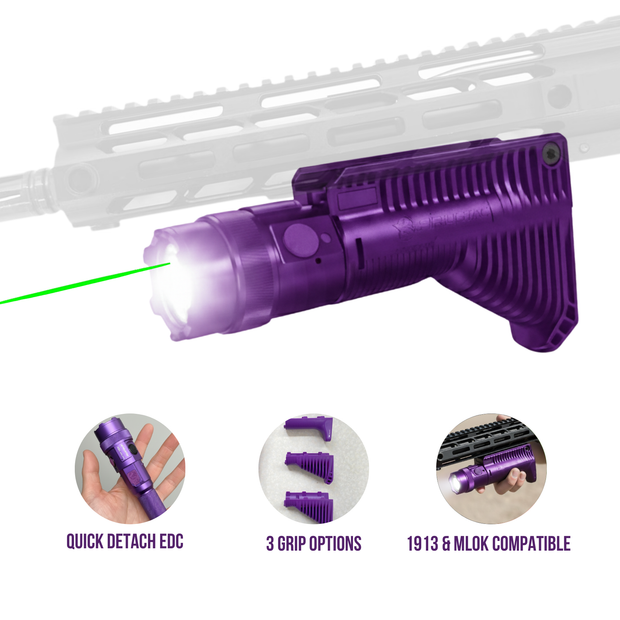 AGC 1600 Lumens Triangle Grip Tactical Flashlight with Green Laser