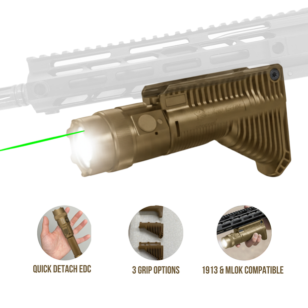 AGC 1600 Lumens Triangle Grip Tactical Flashlight with Green Laser