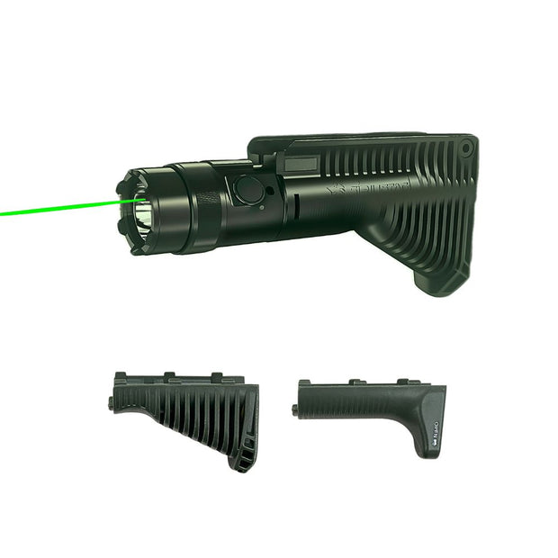 AGC 1600 Lumens Triangle Grip Tactical Flashlight with Green Laser