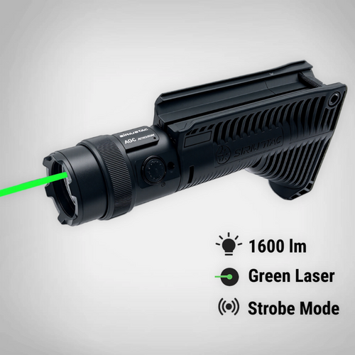 AGC 1600 Lumens Triangle Grip Tactical Flashlight with Green Laser