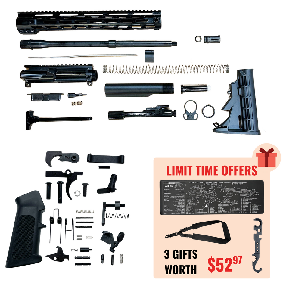 16"  5.56 Nato Upper Complete Build  (Unassembled Black Barrel Upper)