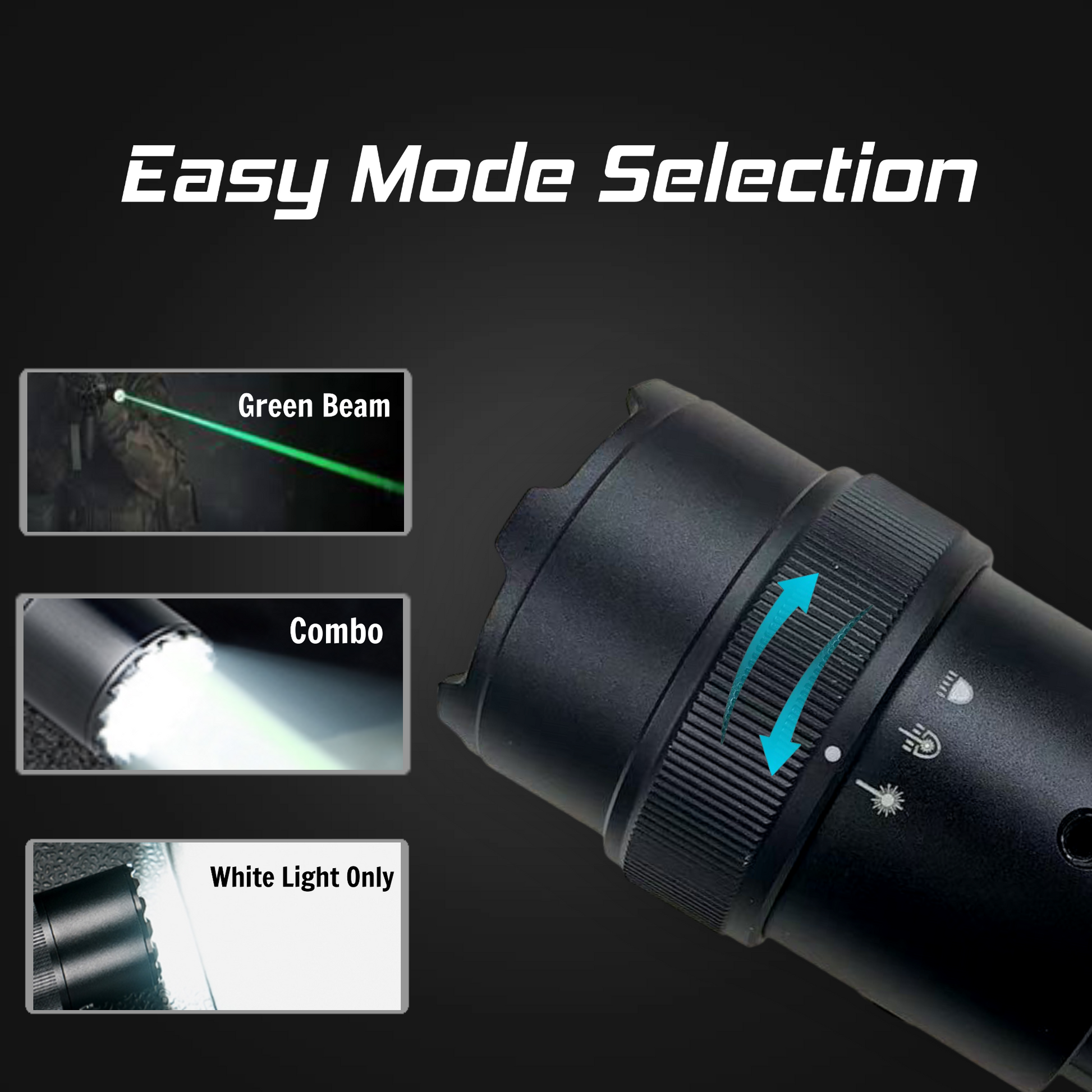 AGC 1600 Lumens Triangle Grip Tactical Flashlight with Green Laser