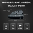 ShootersGate HMGL 800lm Rechargeable Green Laser Light with Strobe