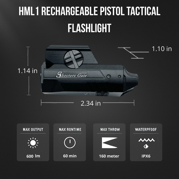 HML1 600 lm Rechargeable Tactical Light w/ Strobe