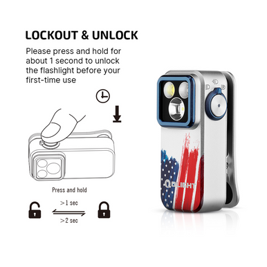 Oclip Pro Clip on Flashlight with Floodlight Spotlight and Red Light-Limit Color