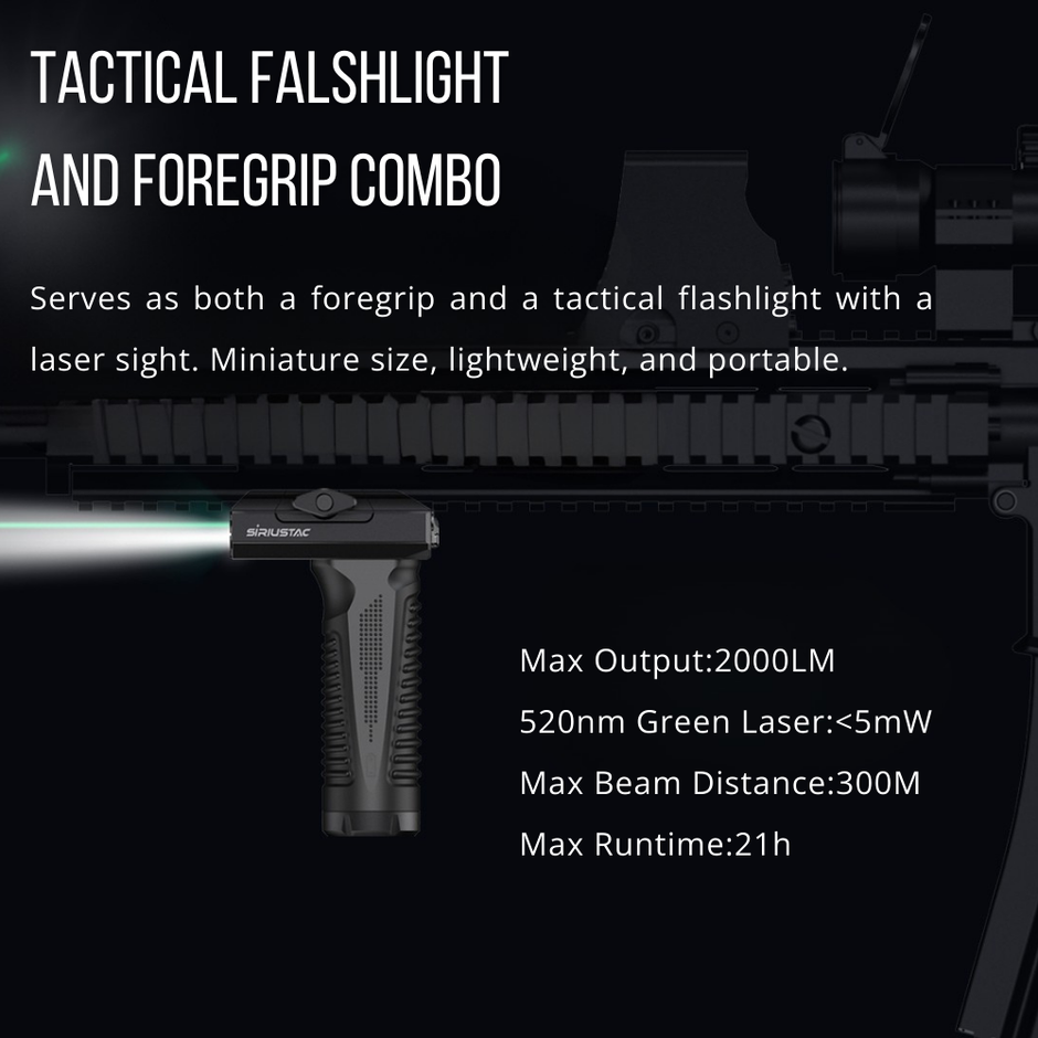 VGC mini Rechargeable 2000 Lumen Foregrip Light with Green Laser